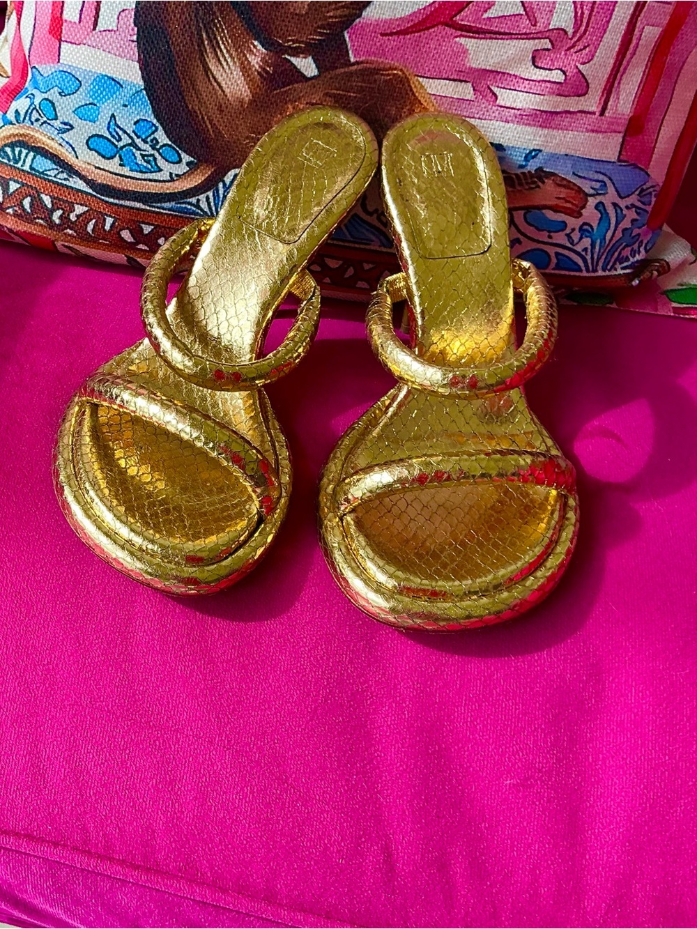 Camilla and Marc gold snake skin high heels 36